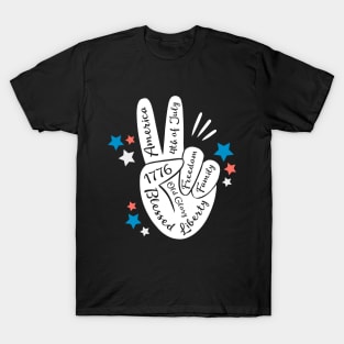 Patriotic Word Peace Sign T-Shirt